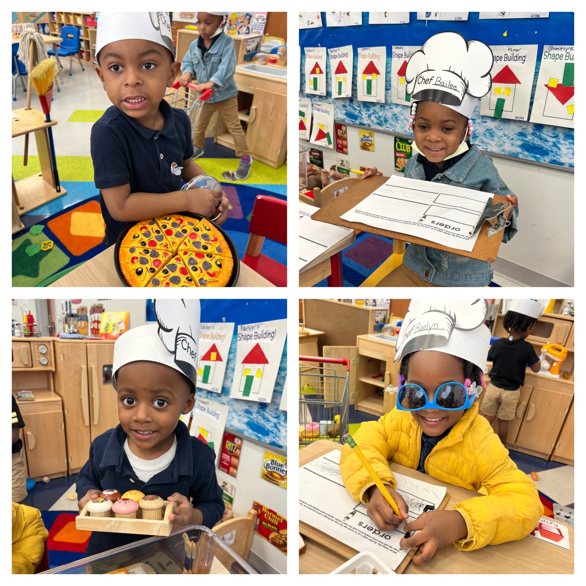 WBRelearning's tweet photo. Students have been learning about community helpers. Today is Ms. Butlerβs Birthday. Her students pretended to be chefs, waiters, and bakers and took her order like they were at a restaurant. #WBReLearning https://t.co/rG2PU5pHRh