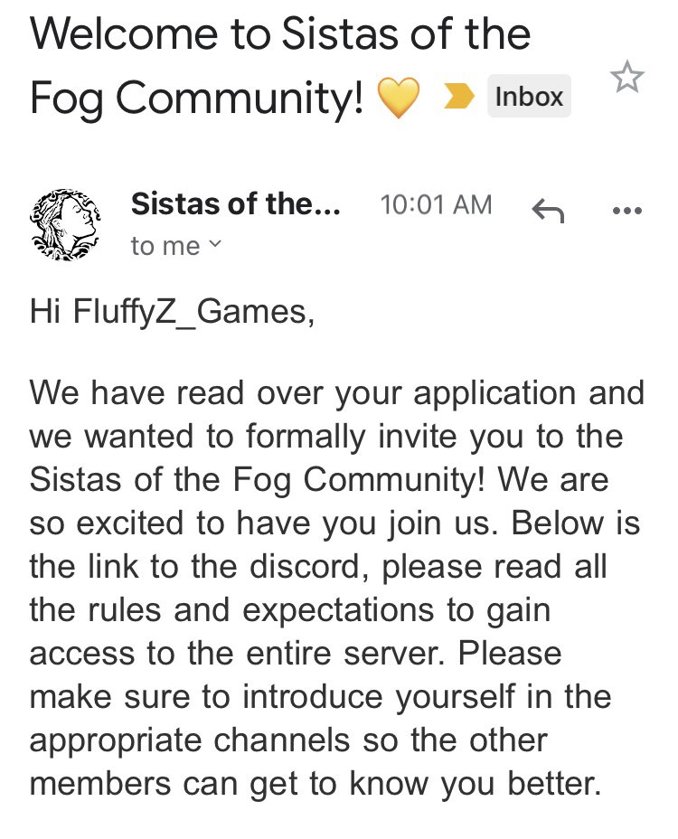 Fluffy_Z_'s tweet photo. This was the HIGHLIGHT of my day getting this acceptance letter. 💕🤩🙌🏾 @sistasofthefog https://t.co/98jTgCJHY8