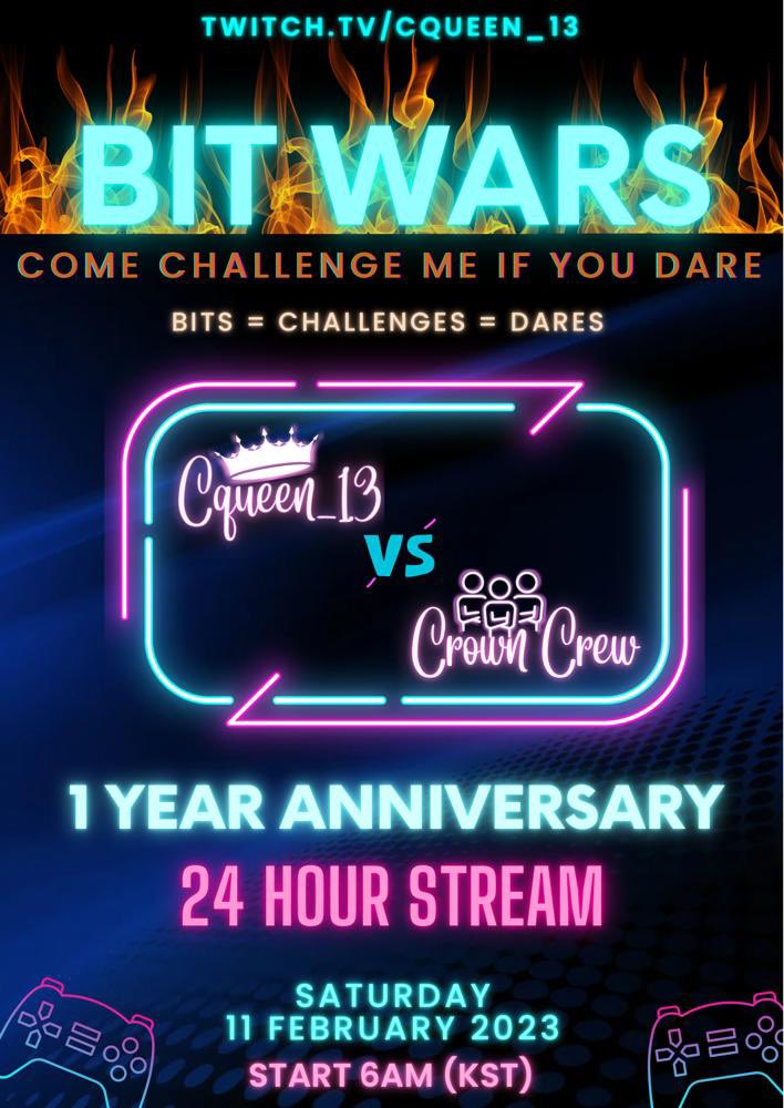 Cqueen_13's tweet photo. I’m doing a 24 hour ANNIVERSARY stream today! One year of doing what I love!! Come say hi. Going live NOW!! https://t.co/RWKEtKK8Ru
#cqueen_13 #twitch #twitchstreamer #24hourstream #bitwars #girlstreamer #gamergirls #gamerlife #gamerlife #crowncrew #anniversarystream https://t.co/Um9J3g4SEj