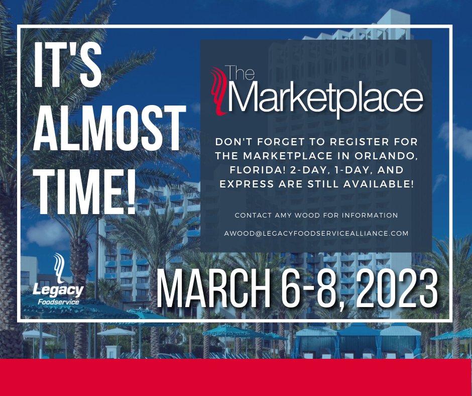 LegacyFSA's tweet photo. We are so excited for March! There is still time for you to join us in Orlando this Spring! Don't miss out!
.
.
.
#TheMarketplace #SpringMarketplace #LegacyFoodservice #LegacyFoodserviceAlliance https://t.co/dJD3MBQrBp