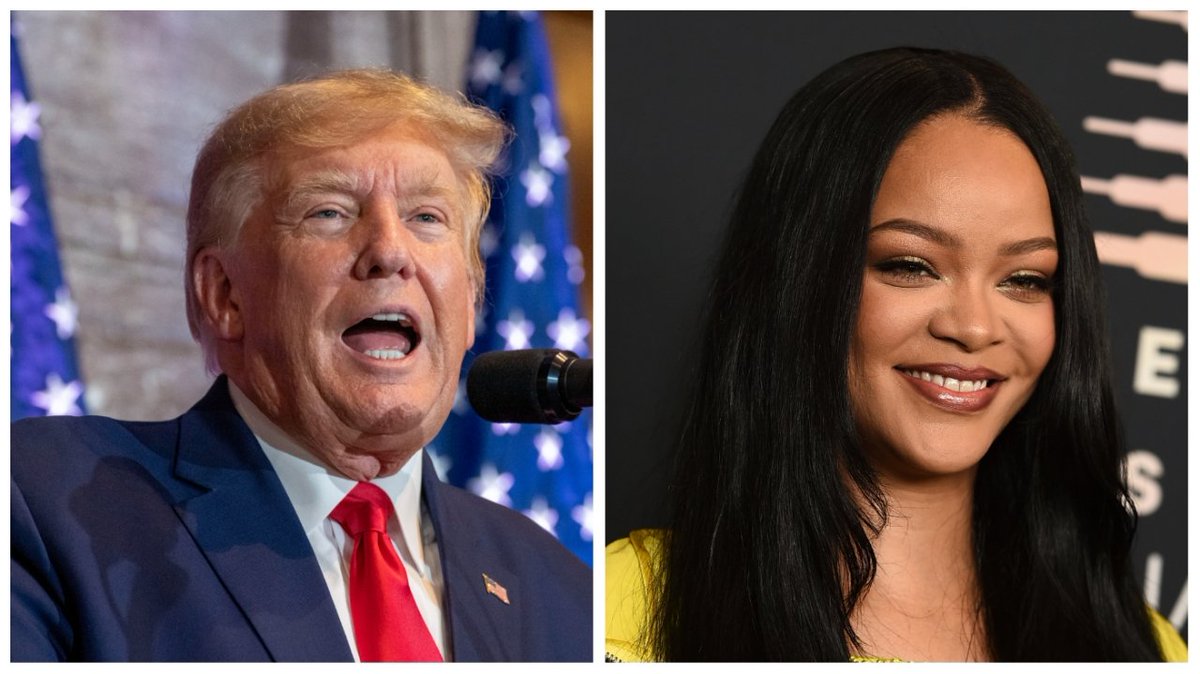 thehill's tweet image. Trump attacks Rihanna ahead of Super Bowl: &quot;Without her Stylist she’d be NOTHING&quot; trib.al/qeUNNFN