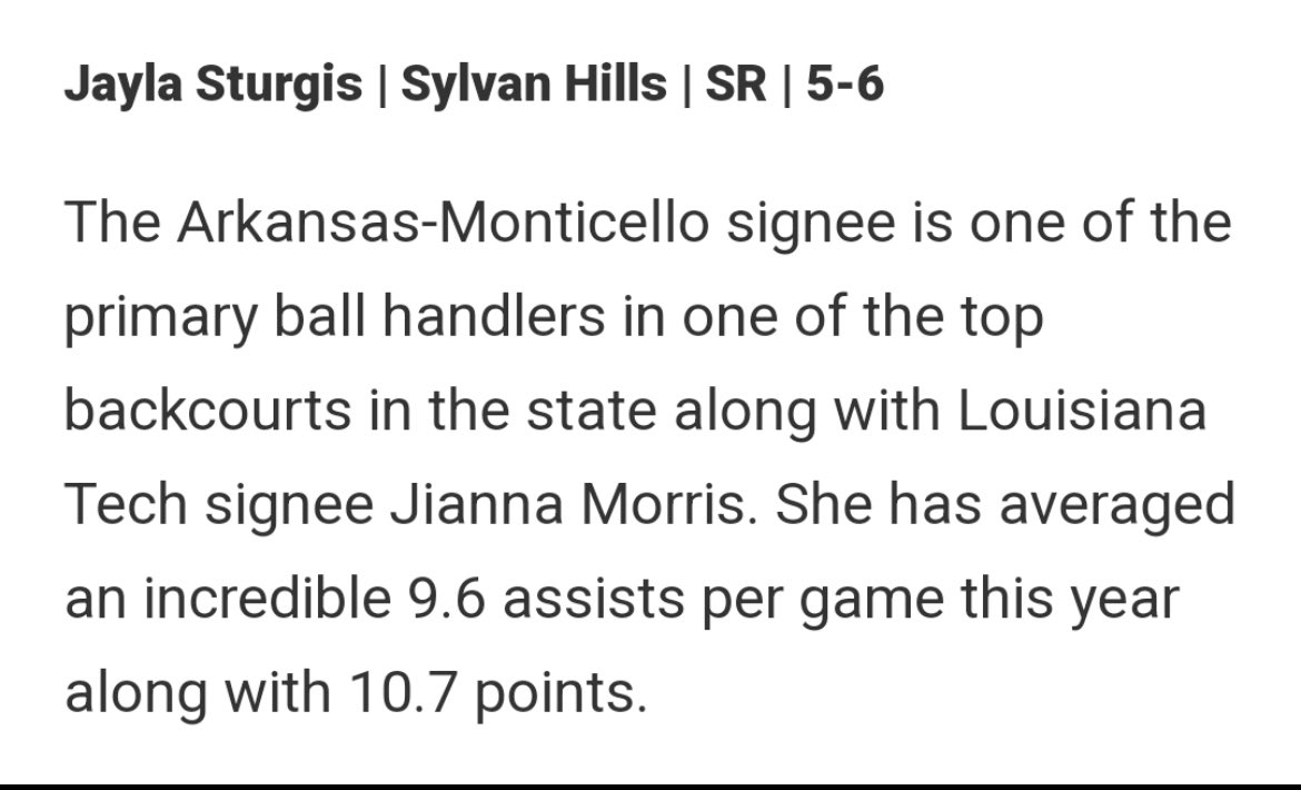 Thank You <a href="/SBLiveARK/">Arkansas High School On SI</a> @SBLiveSports  for the recognition! <a href="/SHBearsGBKB/">Sylvan Hills Girls Basketball</a> <a href="/Deshone_McClure/">Deshone McClure</a> <a href="/UAMwbkb/">UAM Women’s Basketball</a> <a href="/Ballhawgcb2/">Coach Cal</a> <a href="/cstirg/">Corey Stirgus</a> <a href="/WildhogAlumni/">Jax Wildhog Alumni</a>