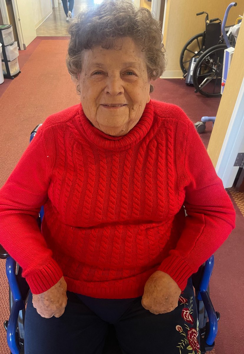 V_OakRidge's tweet photo. ❤️ Smile of the Week ❤️ 
Gladys is looking radiant in red for American Heart Month!

#TrilogyLiving #AmericanHeartMonth https://t.co/GGJbhRi733