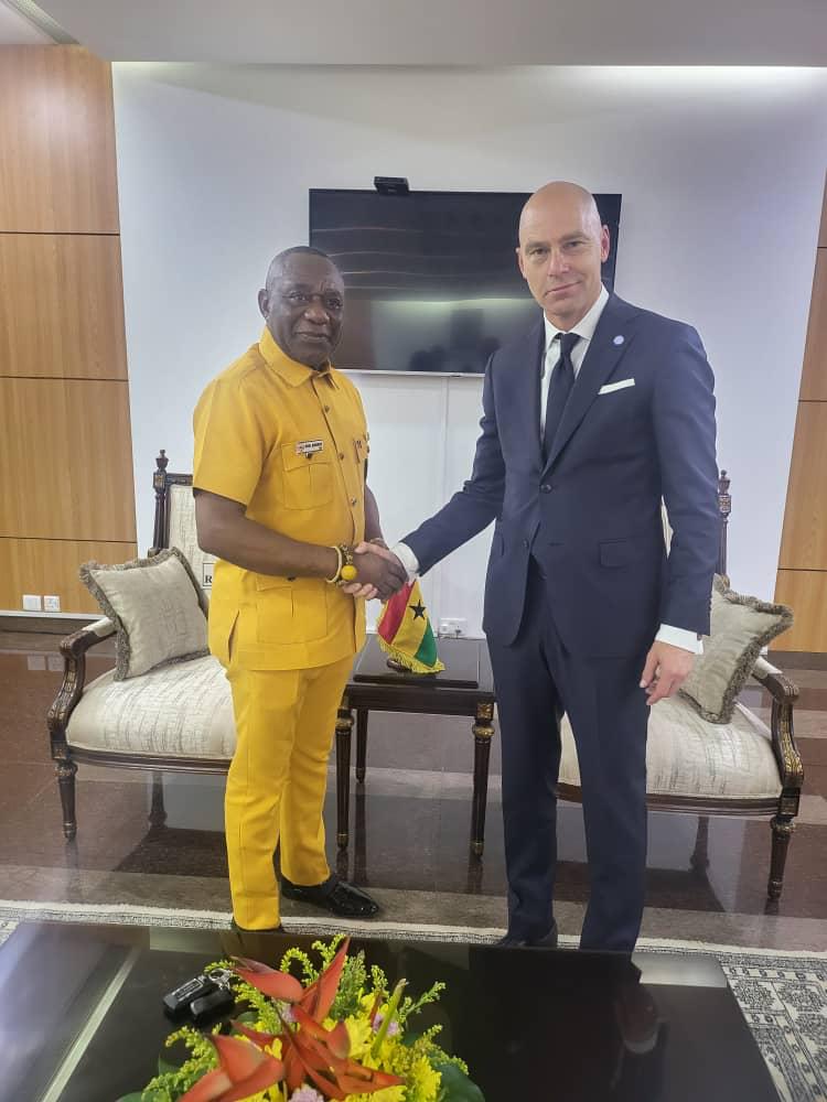 Good discussions with Henry Kokofu Special Envoy of Pres. <a href="/NAkufoAddo/">Nana Akufo-Addo</a> to <a href="/TheCVF/">Climate Vulnerable Forum</a> on scaling up climate finance for vulnerable nations and bringing <a href="/watercommongood/">Global Commission on the Economics of Water</a> recommendations into practice. <a href="/GCAdaptation/">Global Center on Adaptation</a> is a proud managing partner of the CVF.