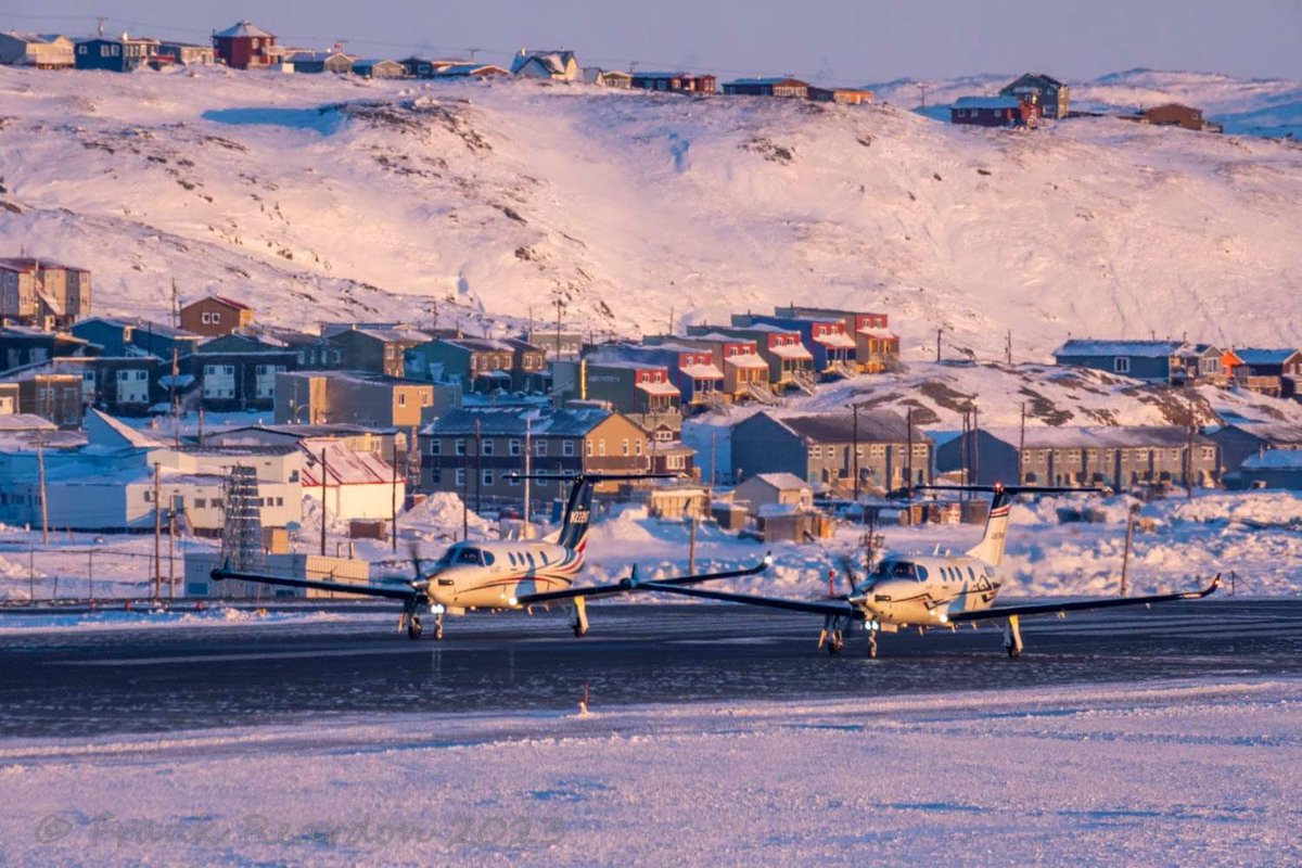 FrankReardon1's tweet photo. Spotted 2x @Beechcraft 220 Denali "Experiential" aircraft here in #Iqaluit #Nunavut on runway 34 in formation during a test flight. They are conducting some Cold Weather Testing on FEB.10.2023 Reg: #N221NT & #N222NT #BeechCraft #BE22 @TextronAviation #YFBSpotters #Arctic https://t.co/MucfecbE84