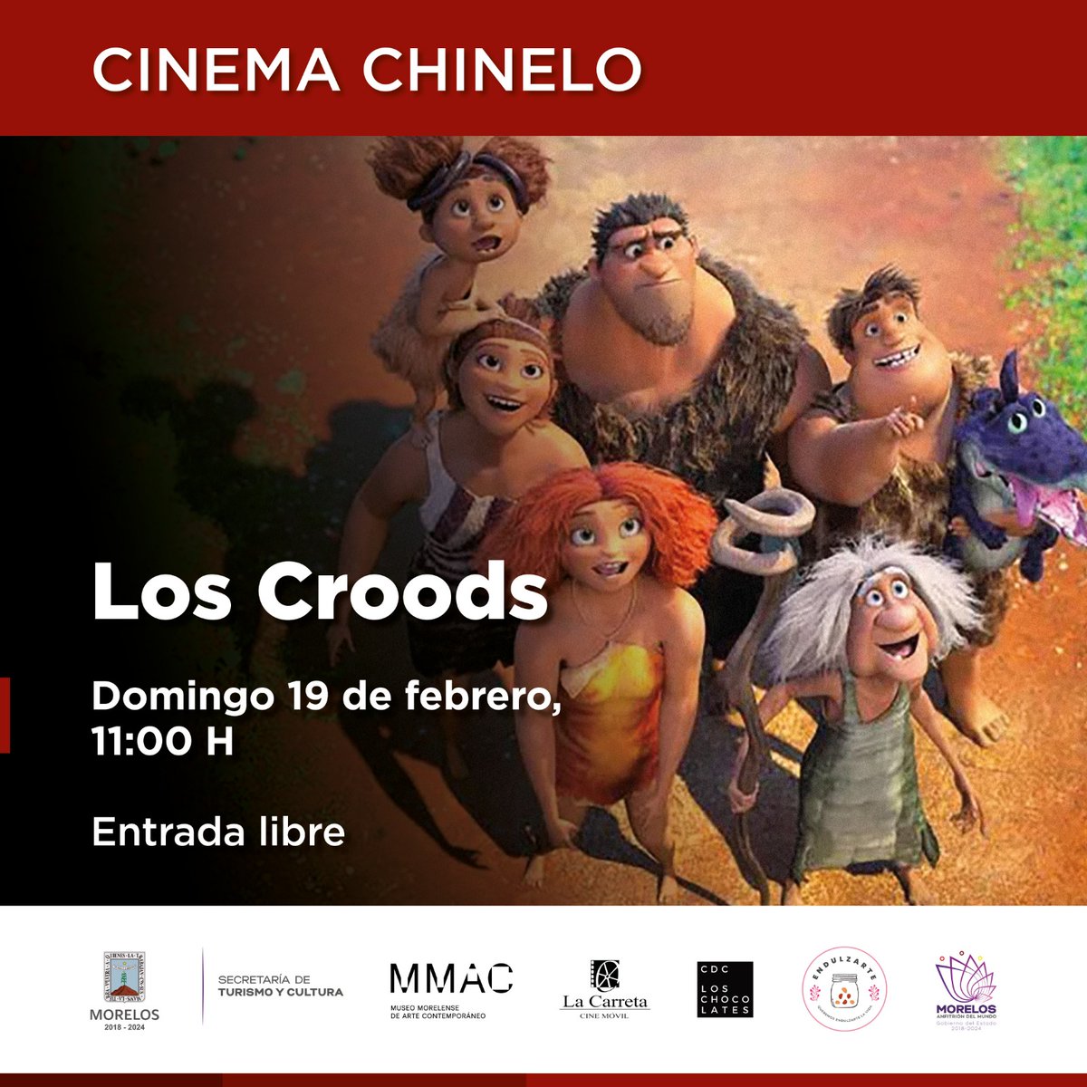 mmacjs's tweet photo. 🎞️ El próximo domingo, ven a ver a los croods; son una familia prehistórica que vive la inminente destrucción de su mundo, sólo se salvarán si escuchan a Guy, un cavernícola más evolucionado, pero la decisión es difícil.
#MMACJS #Cine https://t.co/AOUr4JVv0n