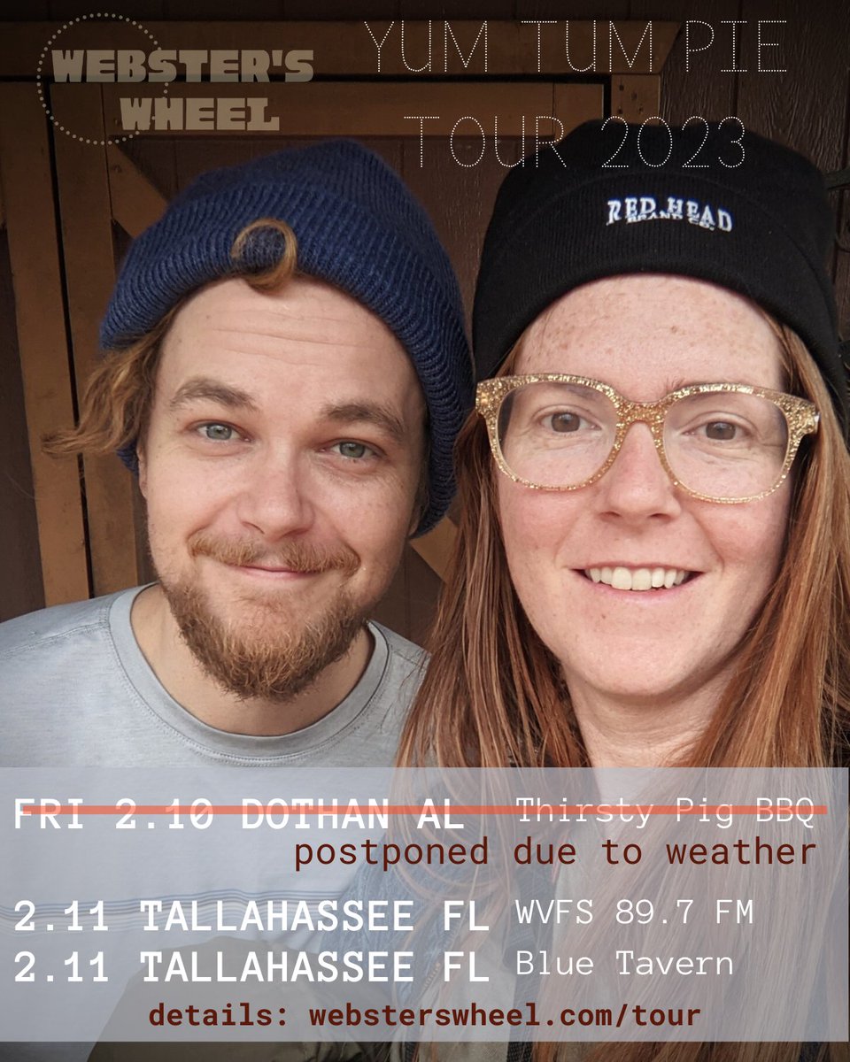 Headed south down HWY 431 right now. Catch us in Tallahassee this weekend or LIVE on the raydee-o! 📻

websterswheel.com/tour