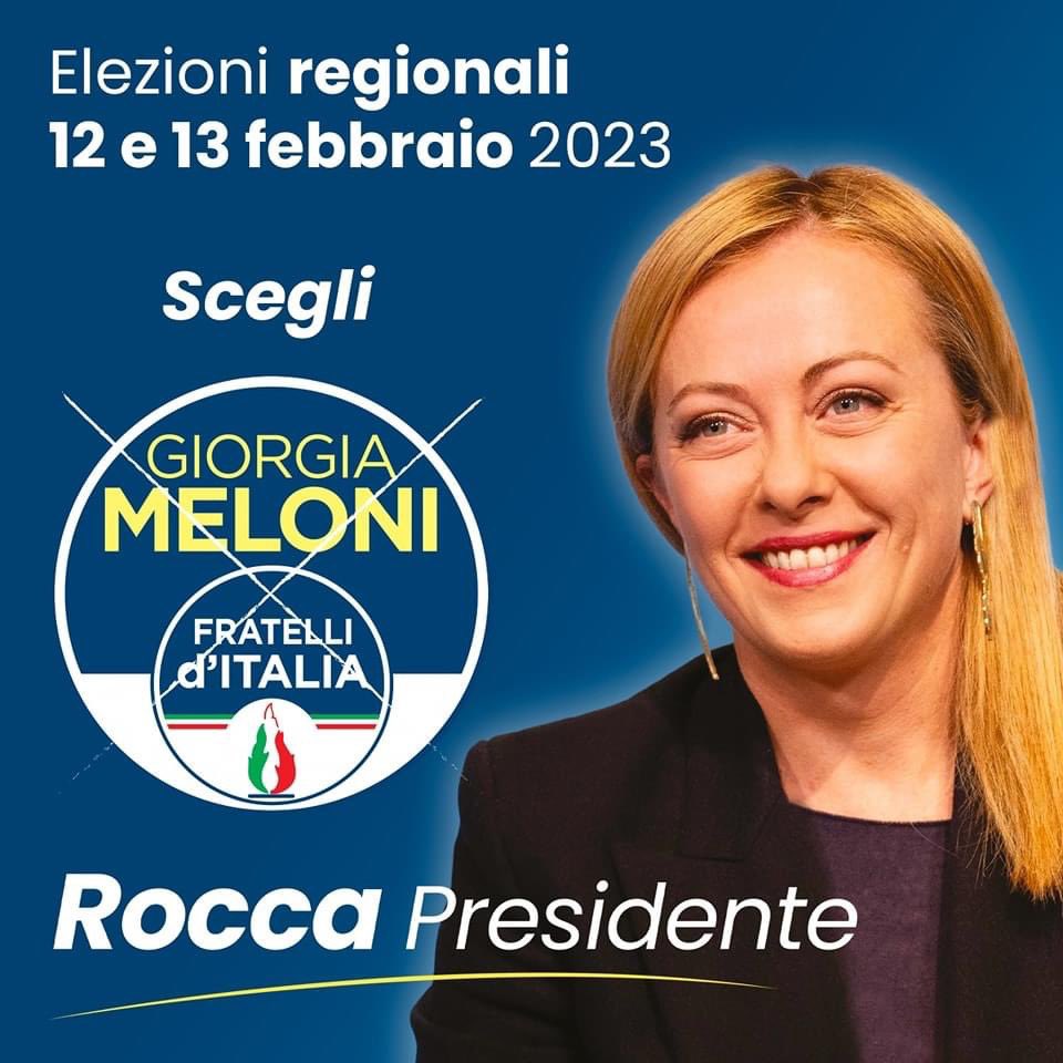 fdiviterbo's tweet photo. Alle elezioni regionali del 12 e 13 febbraio scegli Fratelli d'Italia #RoccaPresidente https://t.co/iFgZsLFr9H