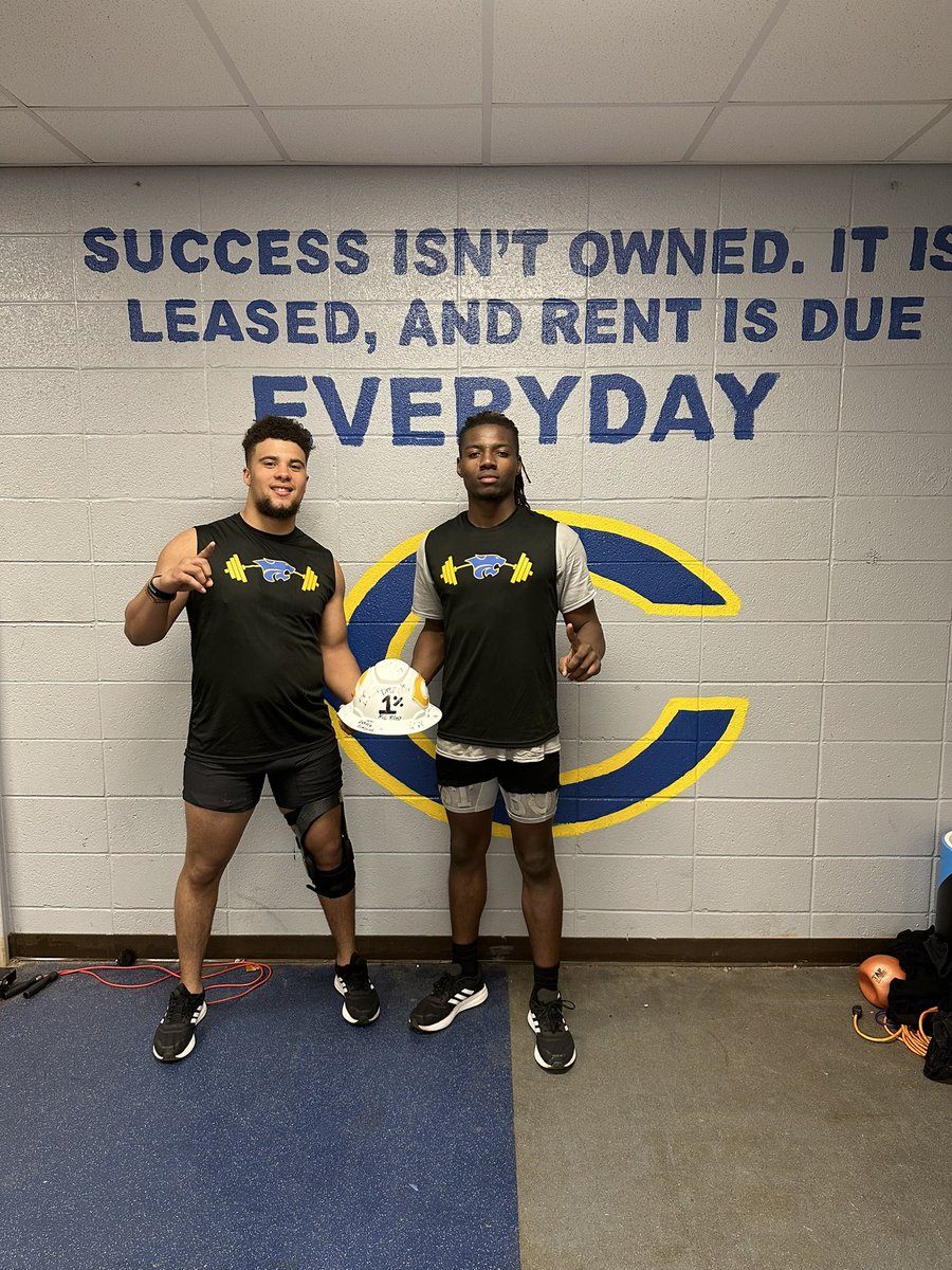 Jerit Jefferson and AJ Lewis were our Hard Hat winners this week! These  young men have been great leaders in the weight room and on the field. #CLIMB