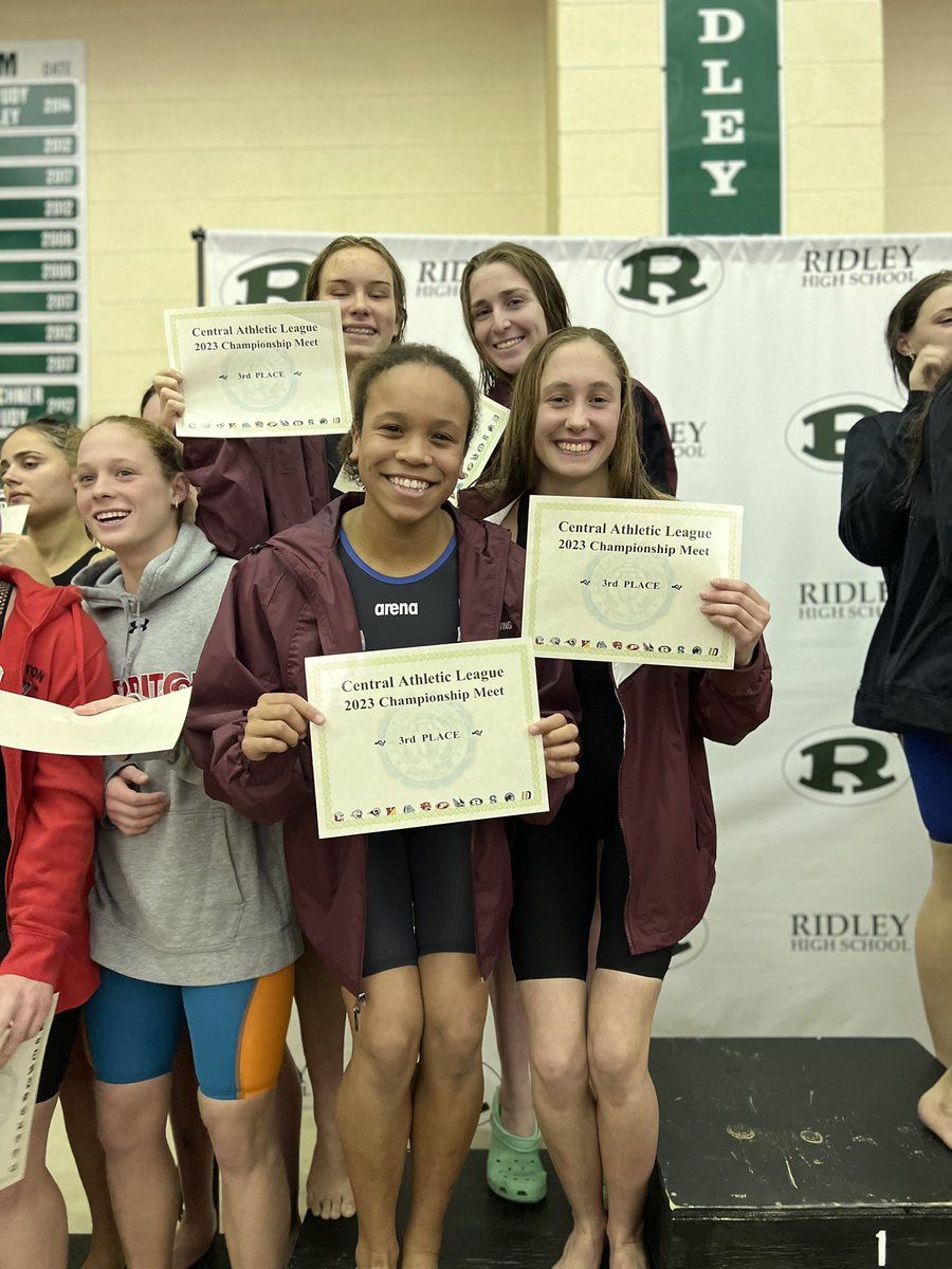GVSwimDive's tweet photo. Congratulations to Kayla, Mallorie, Zoey, and Diedreon finishing 3rd in the Medley Relay at Central Champs! New school record time 1:49.79!! https://t.co/dybn62bdg9