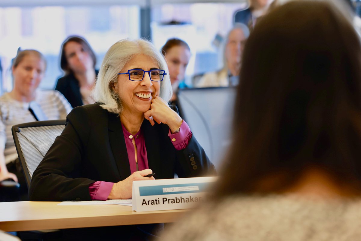 Following @POTUS' #SOTU Address, the White House Chief Science and Technology (@WHOSTP) Advisor Arati Prabhakar, MS, PhD, visited Chapel Hill today to discuss the fight against cancer with @UNC_Health_Care, @UNC_SOM and #UNC Lineberger researchers. unclineberger.org/news/unc-lineb…