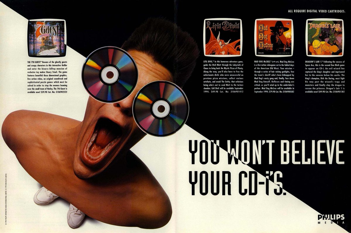 doteaters's tweet photo. You won't believe your CD-i's... or that your CD-i's need an extra $200 digital video cartridge to run any of these games. 

#retrogaming #retrogames #videogames #FMV #bitstory https://t.co/ohaa1s9JgR
