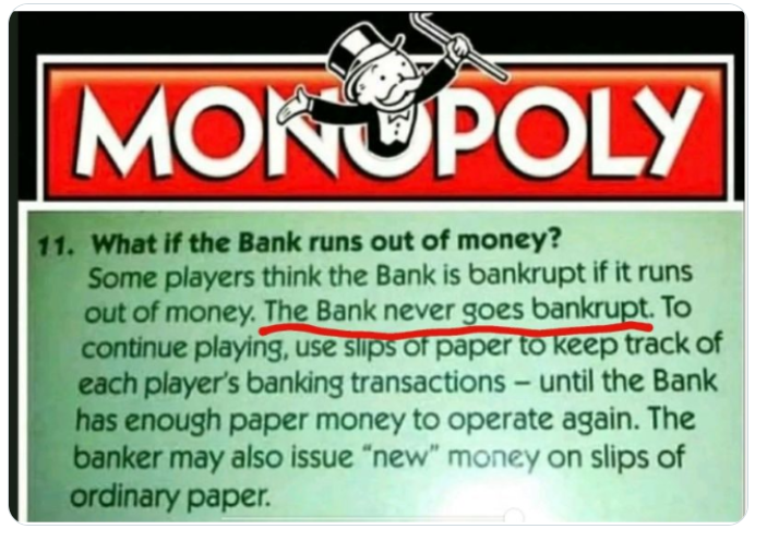 MacroAlf's tweet image. Monopoly explaining our monetary system pretty well.
