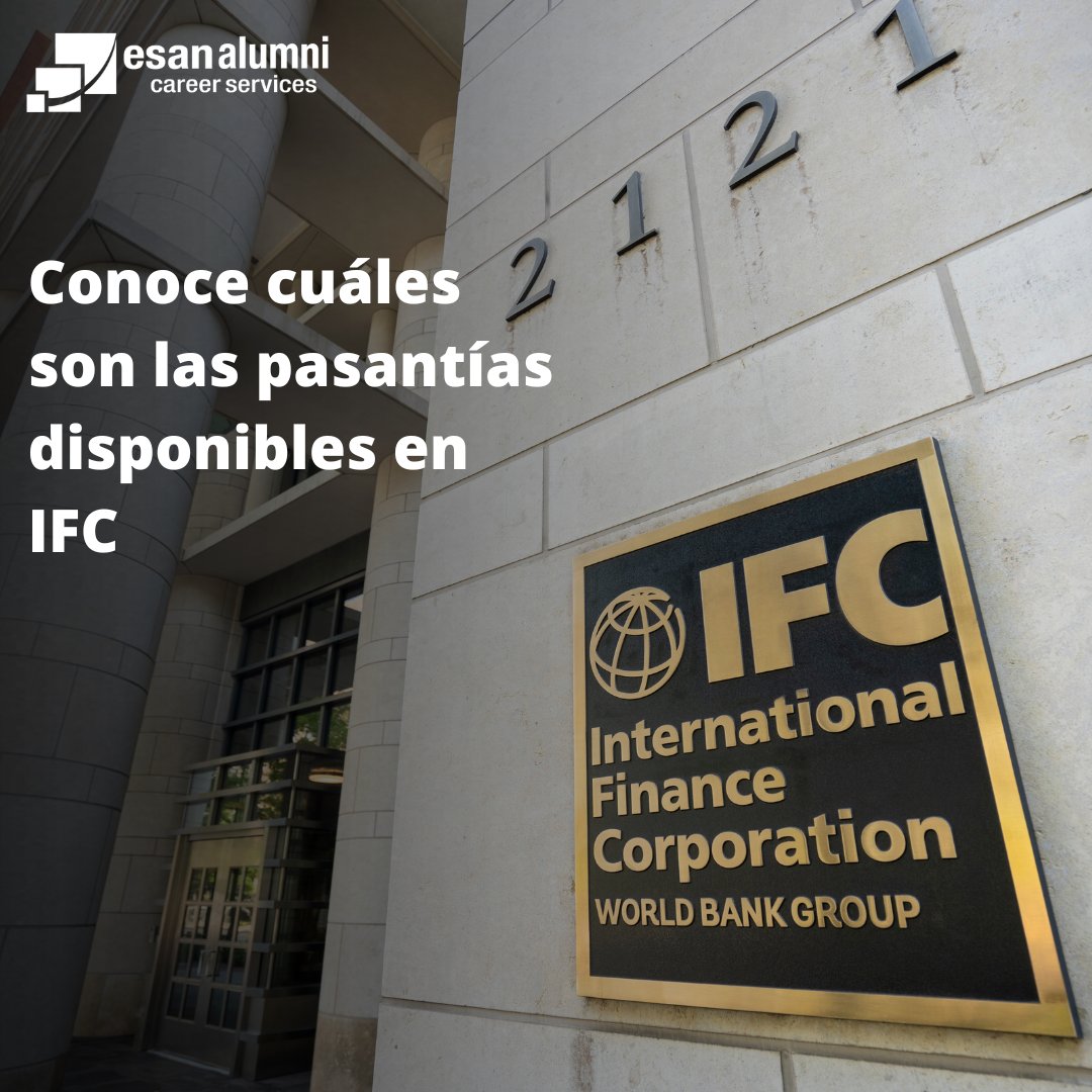 ESANAlumni's tweet photo. Si estás por culminar una maestría en ESAN, te invitamos a conocer las pasantías disponibles en la International Finance Corporation (IFC), entidad del Grupo Banco Mundial y Desarrollo Profesional.

👉 Ingresa aquí: https://t.co/6w11koUt5i

#empleabilidad #oportunidadeslaborales https://t.co/hqzGDtGtk0