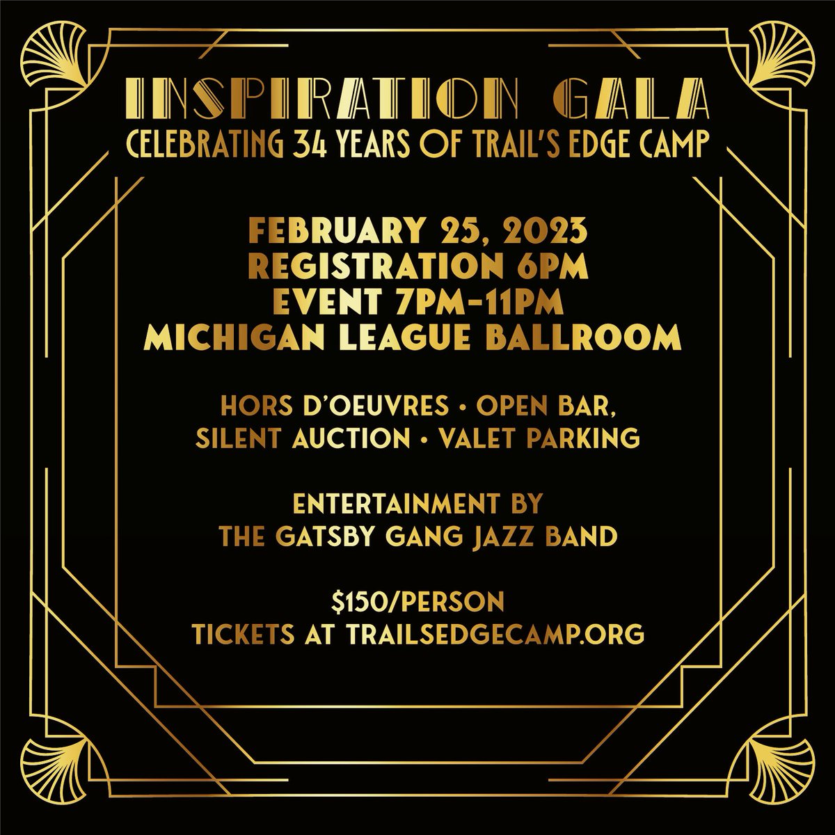 TrailsEdgeCamp's tweet photo. Still individual tickets available for the Inspiration Gala that is only a short 2 weeks away! Looking at you @SantaJOno @CoachJim4UM https://t.co/4jjGt766lL
