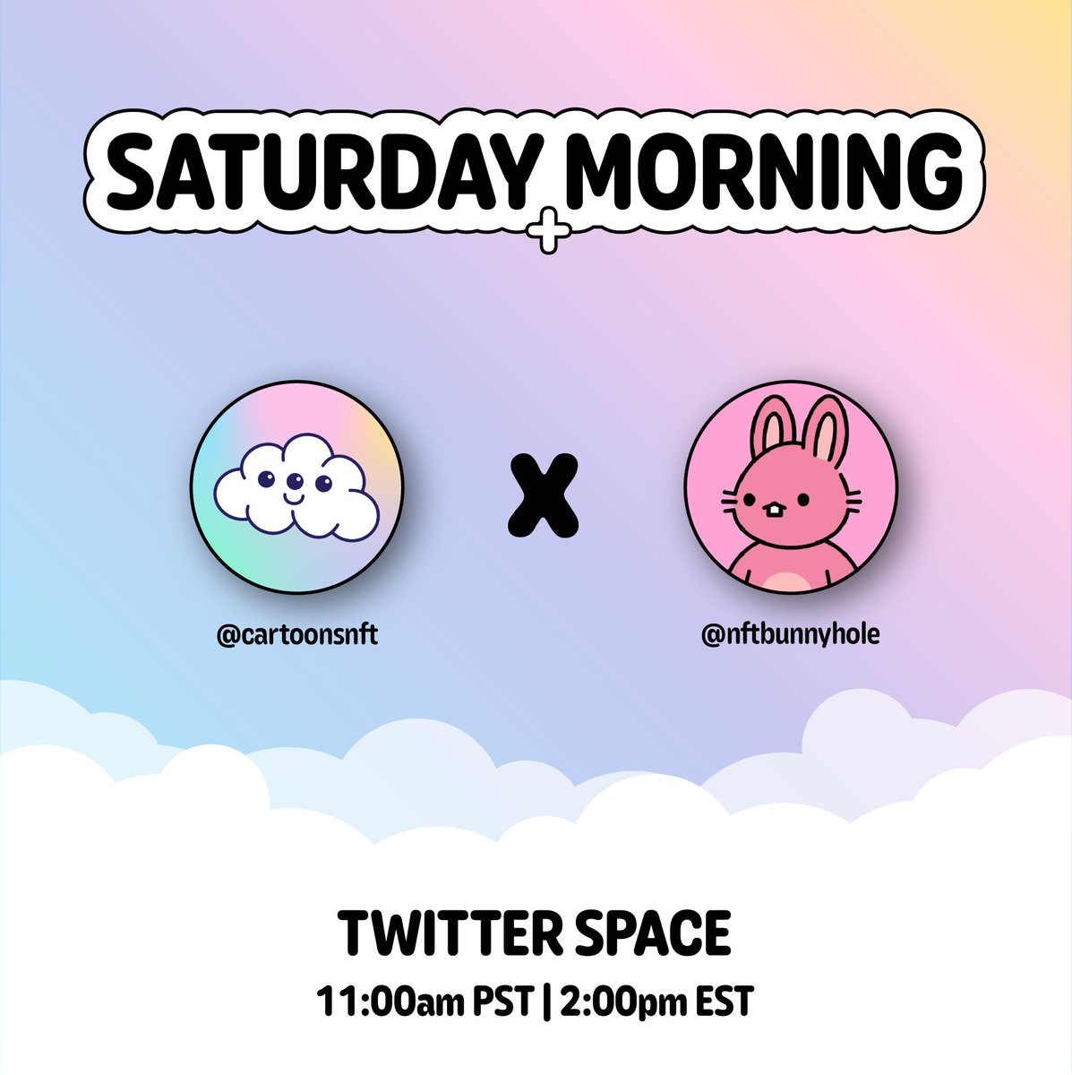 cartoonsnft's tweet photo. We are spending Saturday Morning w/ @nftbunnyhole. It's always a vibe hanging out w/ @Yashiro1101
&amp; @TheRevMMJ. ☁️🐰💜

Toon in!
https://t.co/vE2FpSNzLL https://t.co/6iRpQuaReJ
