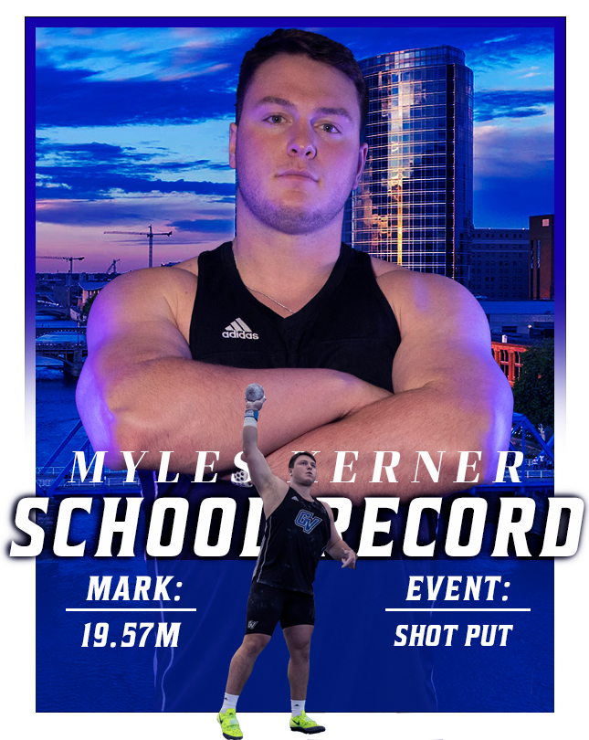 GVSUXCTF's tweet photo. Seeing Double?? 👀

Myles Kerner breaks not one but TWO records in the men's shot put at the Big Meet!

Kerner previously held the GVSU school record at 19.29m, while the Kelly record was set at 19.40m. 

#AnchorUp https://t.co/ki4ahZRK2u