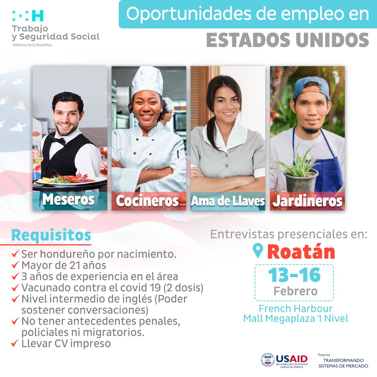 SETRASS a través de su  PROGRAMA DE TRABAJO TEMPORAL EN EL EXTRANJERO PTTE abre convocatoria para registrarse para trabajar en Estados Unidos.

⏰ Horarios: ºLunes de 13 de 12:00 a 4:00 pm  de
ºMartes 14 al jueves 16 de 8:00 am a 4:00 pm.

#empleoenusa #xiomaracumple