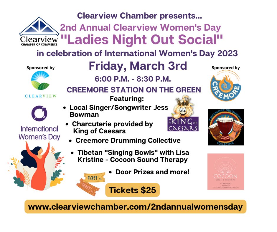 TripleDubMedia's tweet photo. To the women of Clearview and surrounding areas, don't miss out on this! Friday, March 3: Ladies Night Out Social @ Creemore Station on the Green. Space is very limit so get your tickets now!

https://t.co/84jO8pH2Oc

#WomensDay #Clearview https://t.co/7jpB6iSZJm