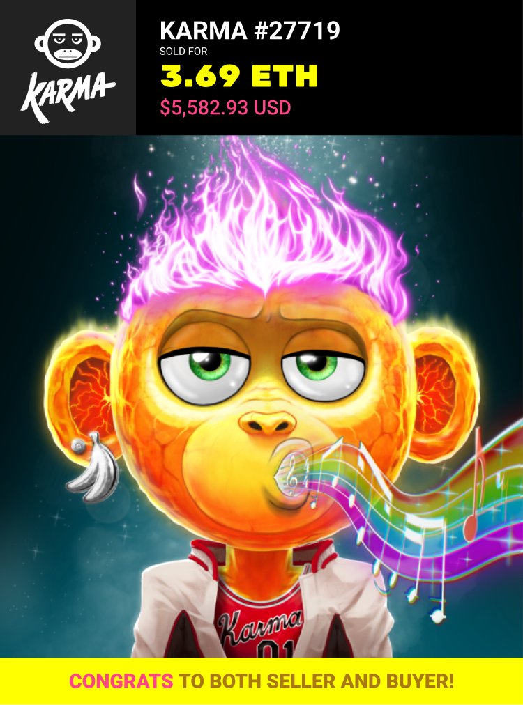Another amazing monkey sold!

A rare pink flame singing the ballet of karma 🔥

Pick-up an OCM Karma and join the wealthy Digital Nation ⚡️