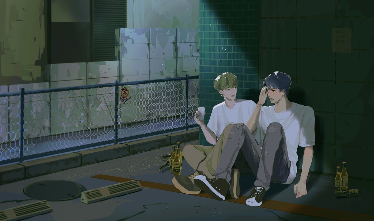 “没事，一杯就倒不寒碜”
#文鑫 #fanart #illustration