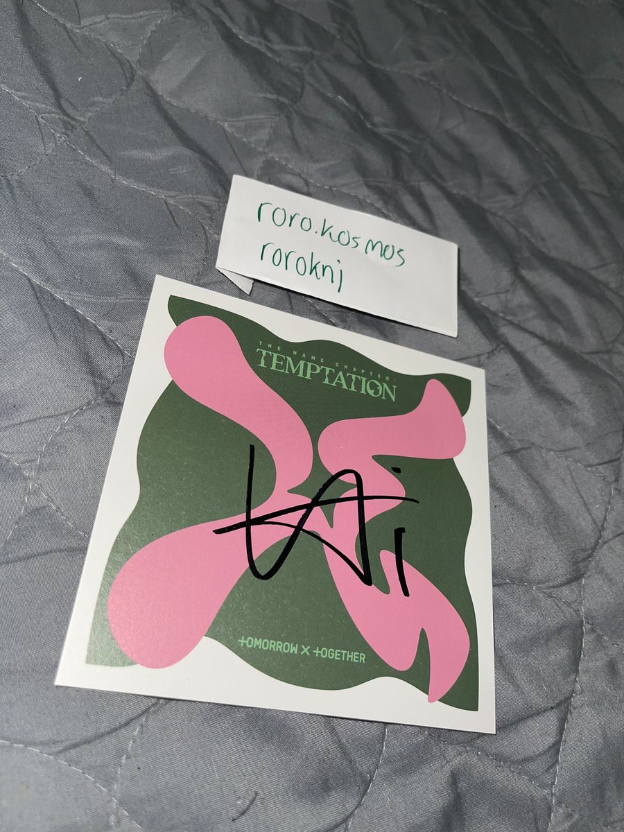 roroknj's tweet photo. wtt txt tnc temptation huening kai signed post card
want: taehyun, soobin or yeonjun
β¨ dm for any questions etc !
#txt #wtttxt #txtwtt #wtttxtusa #tomorrowbytogether #txttrade #kai #hueningkai #taehyun #soobin #yeonjun #beomgyu #TXT_SugarRushRide #txtsigned https://t.co/SX3nxJZew0