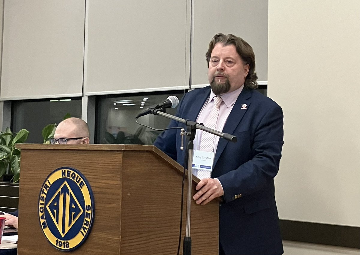 Kath_Pritchard's tweet photo. Candidates for @albertateachers Vice President present their speeches. @Nancyba1 @GCarabine @peterfmackay @amritnannan https://t.co/ICECOeFw4r