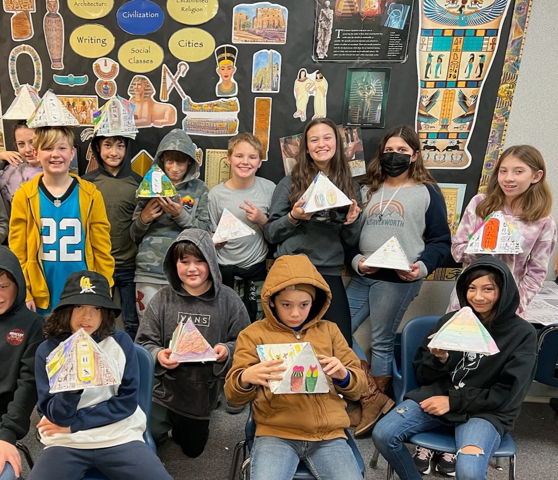 Ridgeline_MS's tweet photo. Pyramid Pride! Ms. Dahlberg's 6th graders create pyramids to learn about Ancient Egypt in their World History class. #LearningFocused #STORMFamily https://t.co/ZrYxUUyTb2