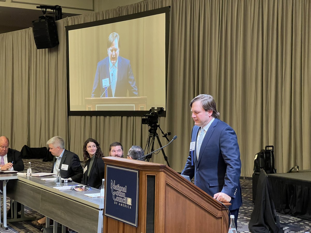 Good first day of <a href="/NCottonCouncil/">NatlCottonCouncil</a> annual meeting in Dallas. Ag Council president &amp; American Cotton Producer chairman Nathan Reed did a great job leading a #FarmBill panel with congressional staff including Carley Esser of <a href="/JohnBoozman/">Senator John Boozman</a> <a href="/SenateAgGOP/">Senate Ag Committee Republicans</a>.