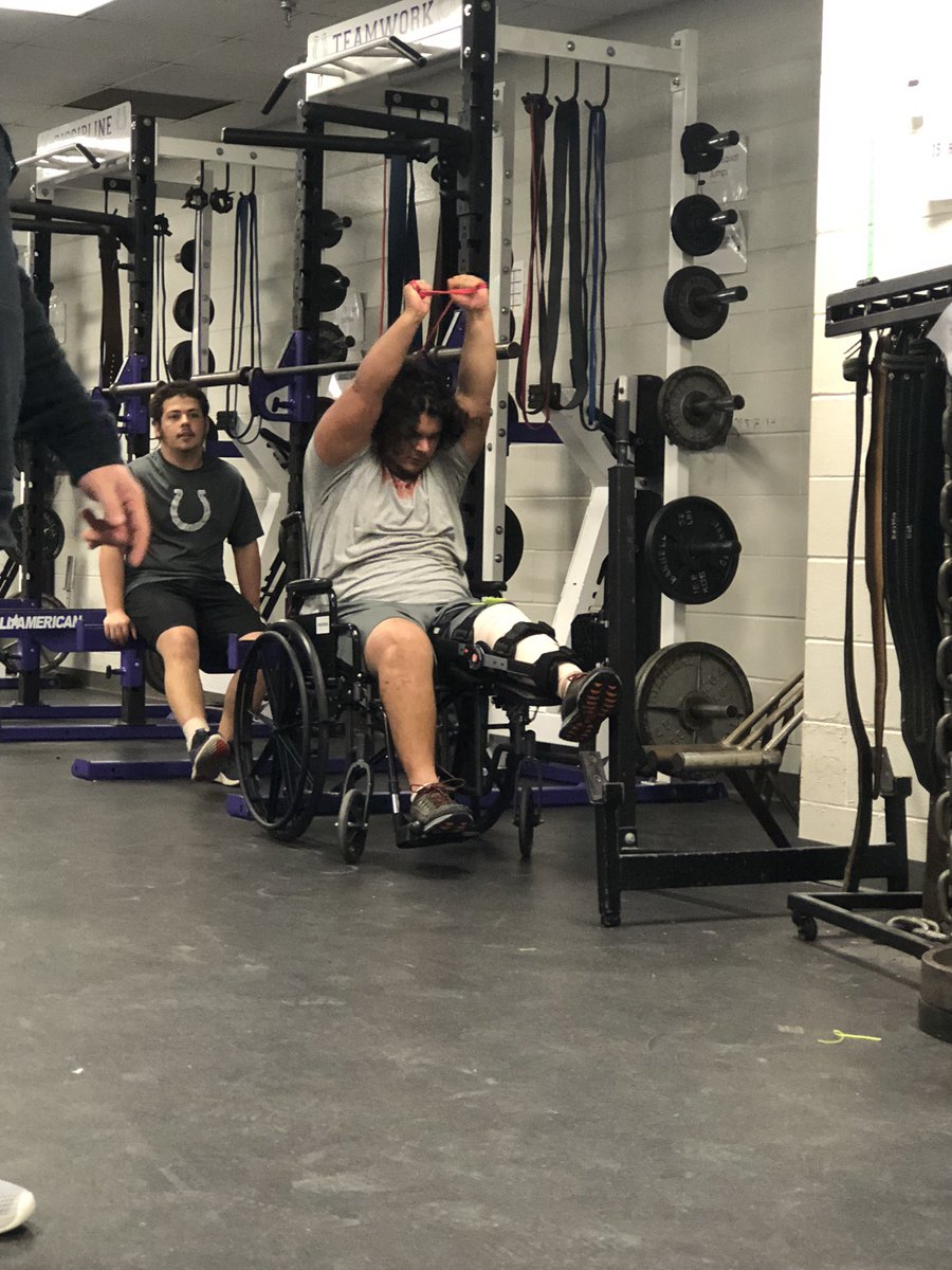 What’s your excuse?!? First day back after ACL surgery and couldn’t wait to get back at it. Love Josh’s intensity!! #barsloaded #THEShoe #daytonbarbellclub