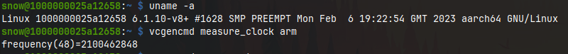 goldyfruit's tweet photo. Kernel 6.1 on Raspberry Pi4 O/C to 2.1Ghz is running stable and performs quite well! Good job @Raspberry_Pi https://t.co/202hvLCewd