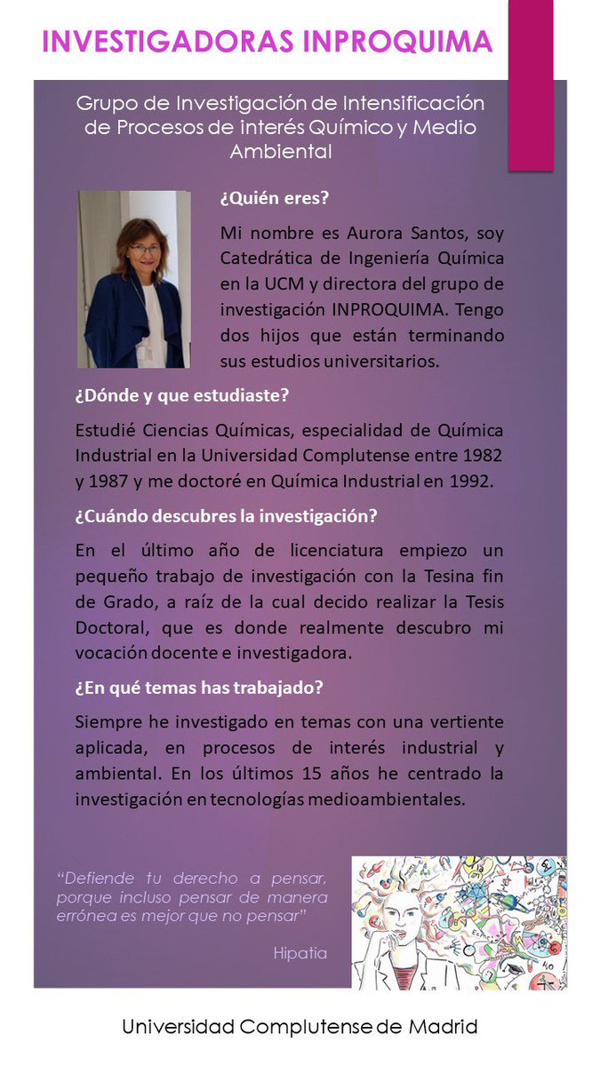 inproquima_ucm's tweet photo. En @inproquima_ucm entrevistamos a nuestras investigadoras con motivo del #DiaMujeryNinaCiencia #WomenInScienceDay 👇🏻👇🏻 https://t.co/rDX9yfPqk2