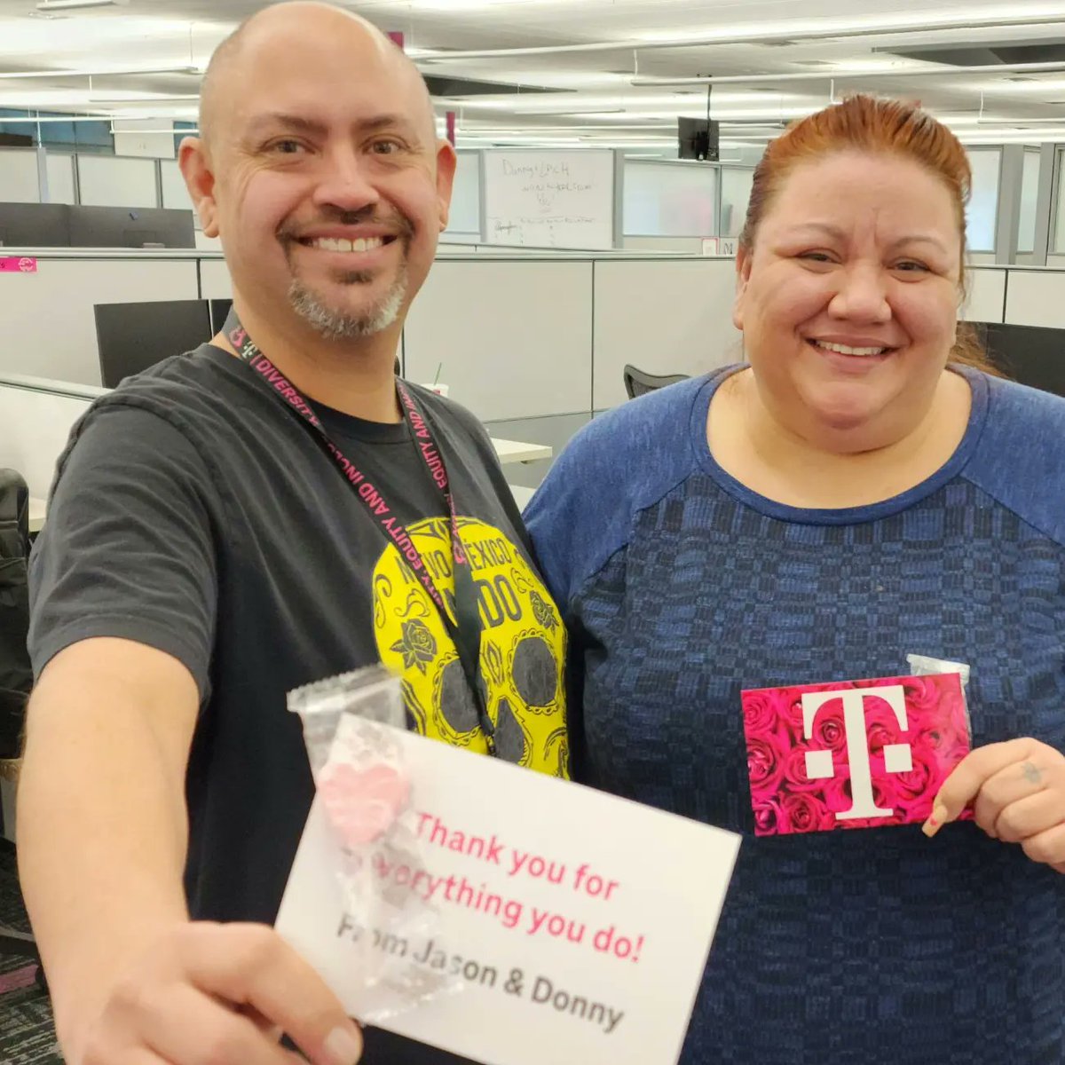 team505menaul's tweet photo. First round of care grams deliveries! 🩷 Not only do our employees get some love, but all proceeds from our care gram sales are being donated to our furry friends at  Watermelon Mountain Ranch! 

#tmobile #MostLoved #famousforexperience https://t.co/5YbynOcD3W