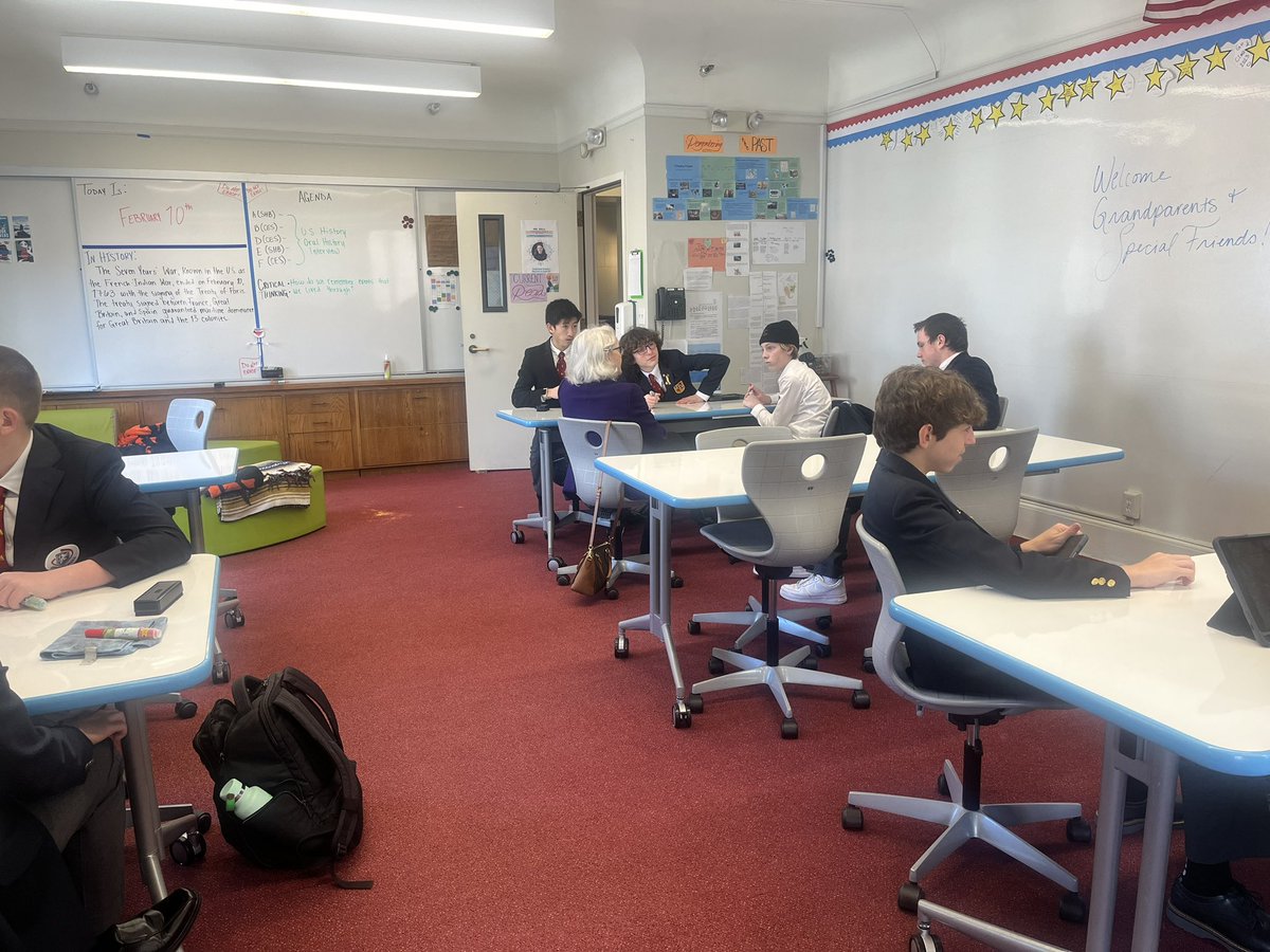 RebaTeaching's tweet image. Today for @sacredheartsf Grandparents’ and Special Friends Day, the 8th graders were able to interview their guests on an event in American history that they experienced.