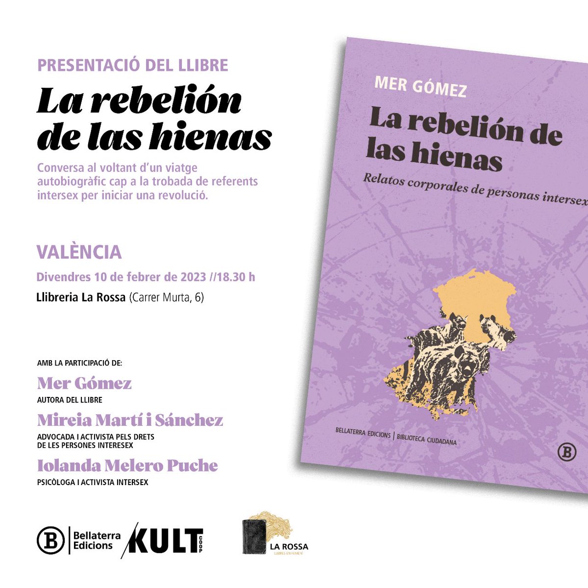 🟠Les realitats intersex són les més desconegudes de la diversitat #LGTBI. Hui he pogut escoltar a Mer Gómez en la presentació del seu llibre 'La rebelión de las hienas'. Molt recomanable