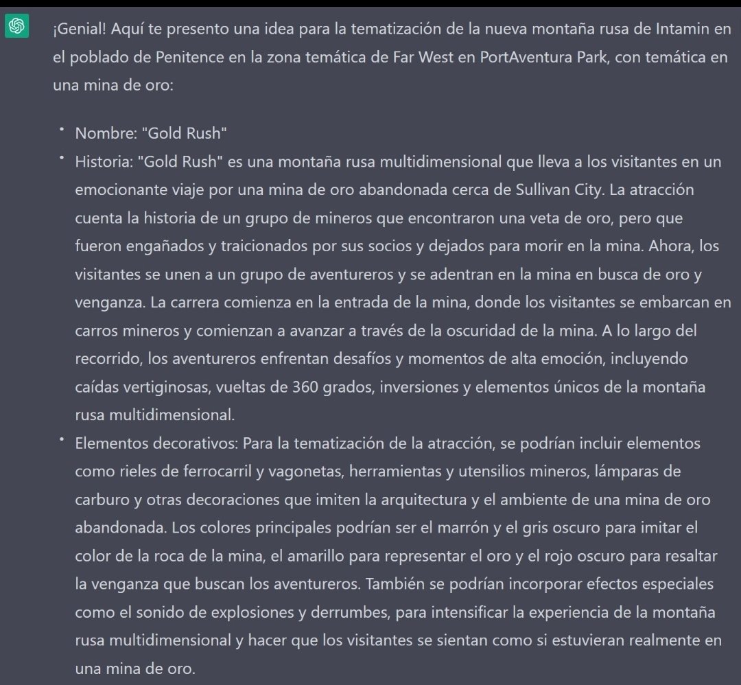 PAoutofcontext's tweet photo. Cuando la inteligencia artificial en 1 minuto hace un mejor proyecto para la novedad de PortAventura que el propio parque... https://t.co/wSjvk6B2yS