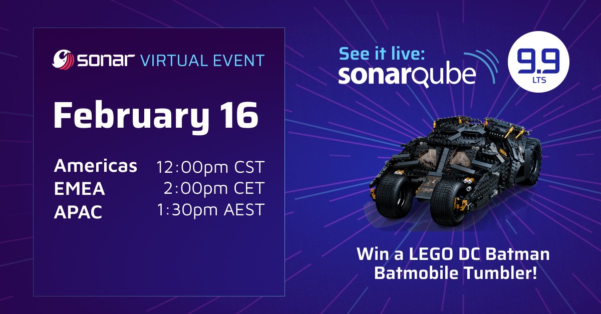 SonarSource's tweet image. @SonarQube 9.9 LTS is LIVE!
✅ Faster PR analysis 
✅ Secure development for CloudNative apps 
✅ Improved Android #TaintAnalysis precision 
✅ Enhanced enterprise capabilities 
✅ Integrations &amp;amp; UX improvements
 
and so much more! See it live on Feb 16!
sonarsource.com/products/sonar…