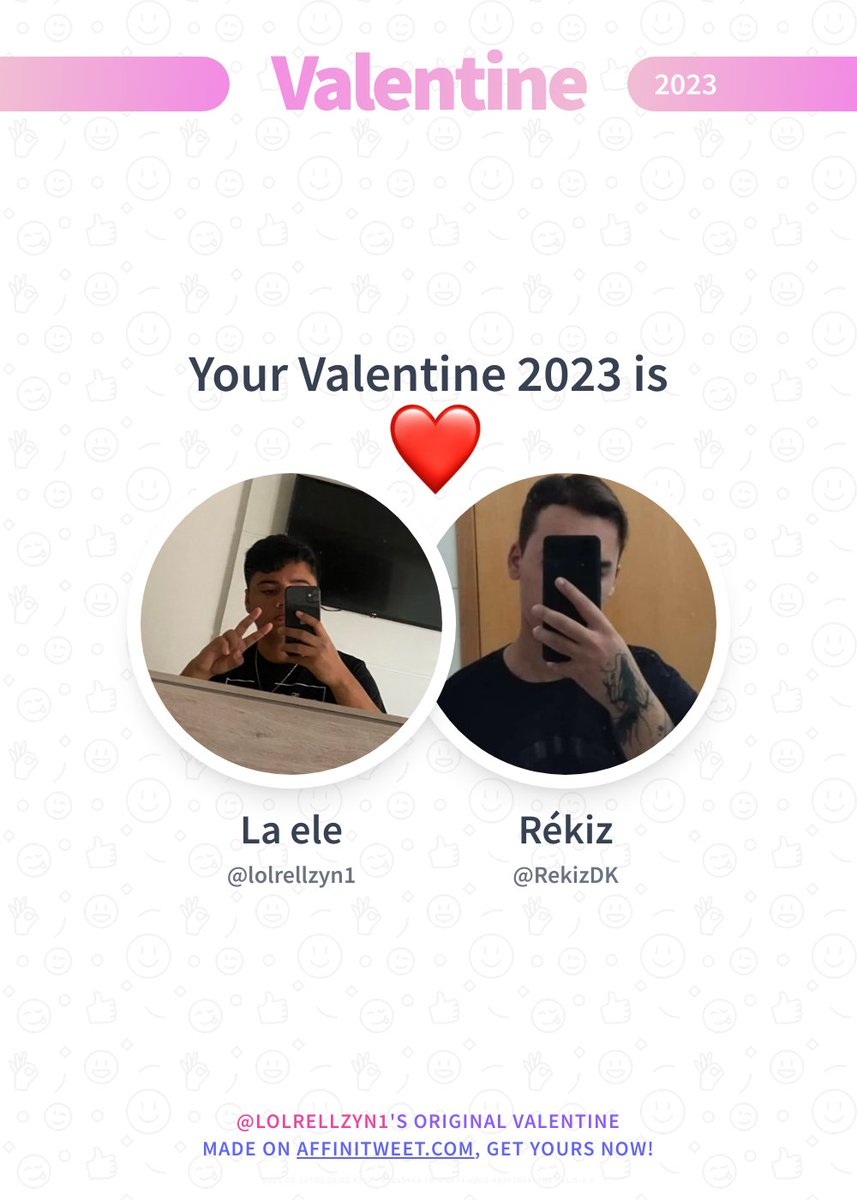 ✨ Valentine 

This year you're mine RekizDK! ❤️
And you, whom will be yours?

➡️ affinitweet.com/valentine
