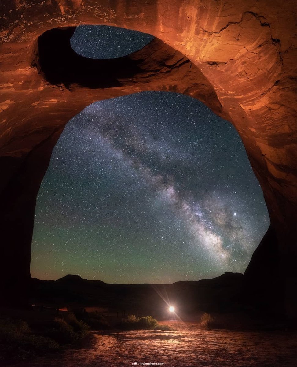How do you incorporate your surroundings to enhance your astrophotography? 

Check out these two images from <a href="/mtaylor_photo/">Mike Taylor Photography</a> that use the Moccasin Arch in Monument Valley to create such breathtaking images!