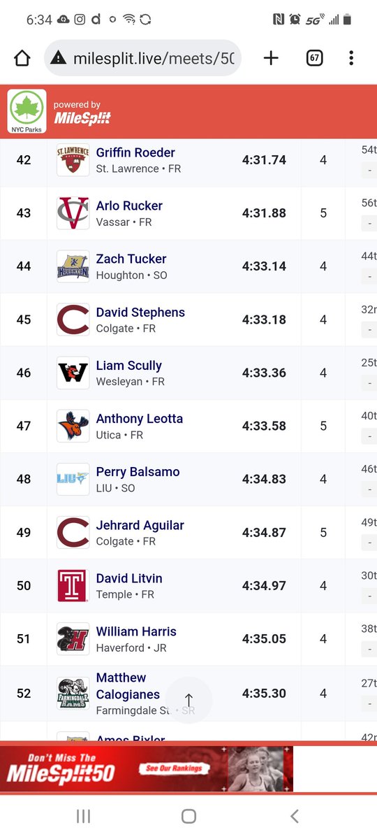 UticaXCTF's tweet photo. Anthony Leotta has a massive PR in the mile with 4:33.58, good for the 10th best performance in #uticatf history #weareutica #oceanbreeze #fastracknational @UCPioneers https://t.co/H243ad3PRg