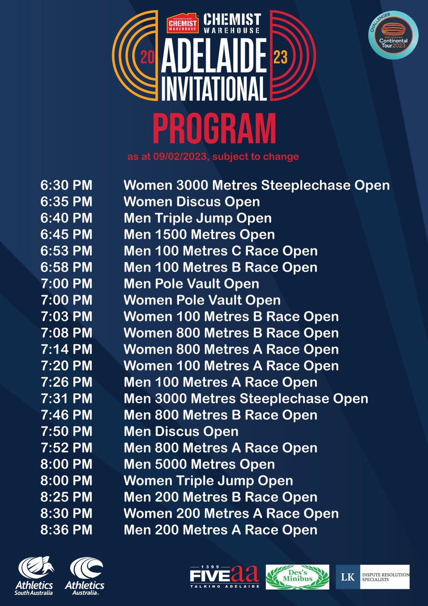 Athletics Australia on Twitter "Mark off your calendars, the Chemist