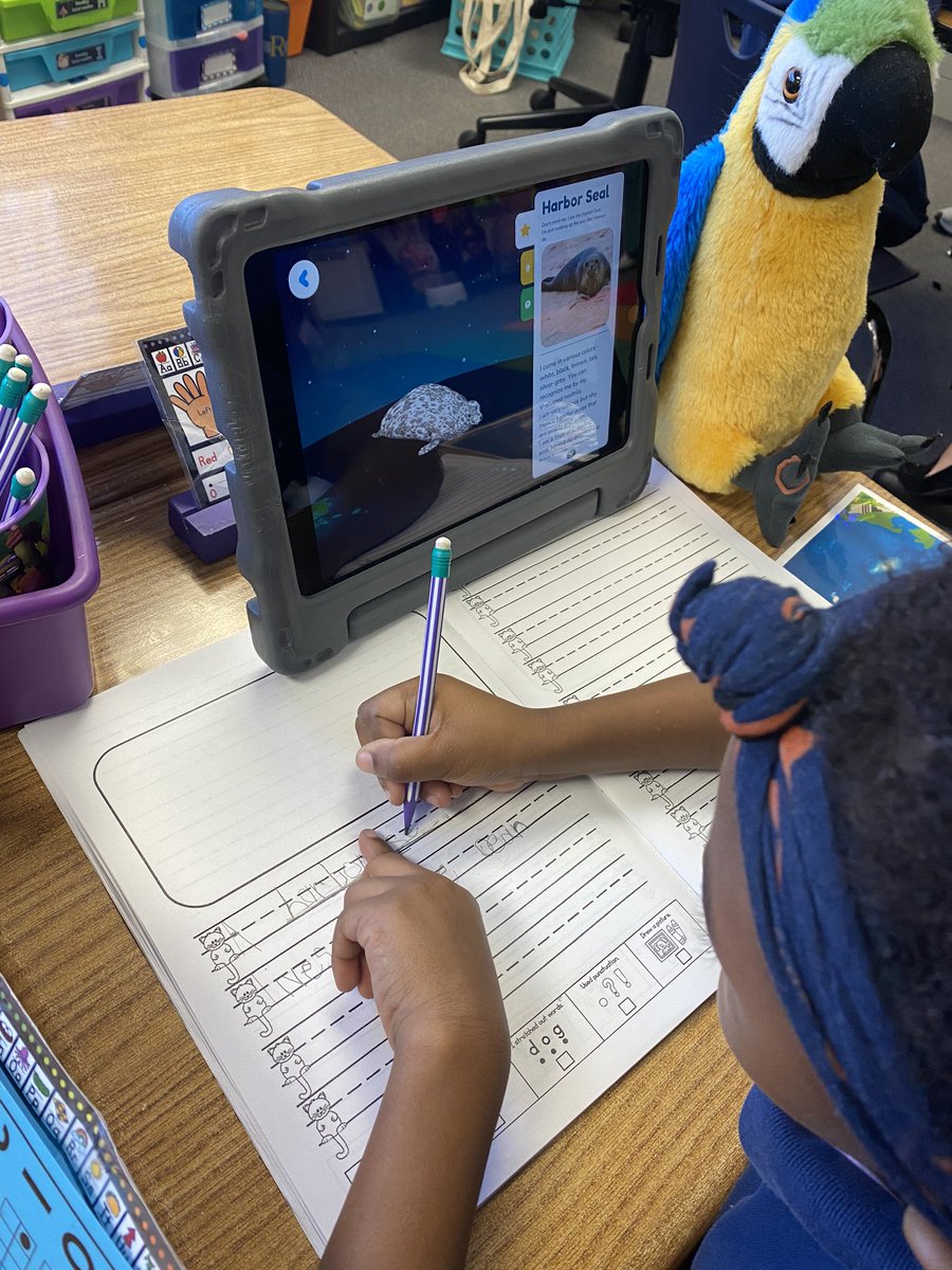 mrs_santore's tweet image. Using the Orboot by @PlayShifu makes research projects so simple for kindergarten! Look at our ocean animal writing! 🌊 🦈 🦭 🐙 #SpaghtIsGreat #KinderCrew