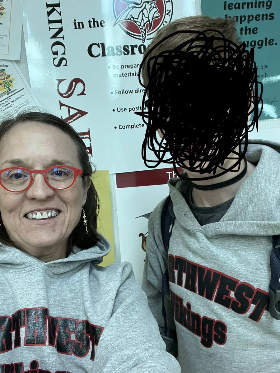 I love accidentally twinning with a student!  Especially in a ten year old sweatshirt!!  #HappyFriday