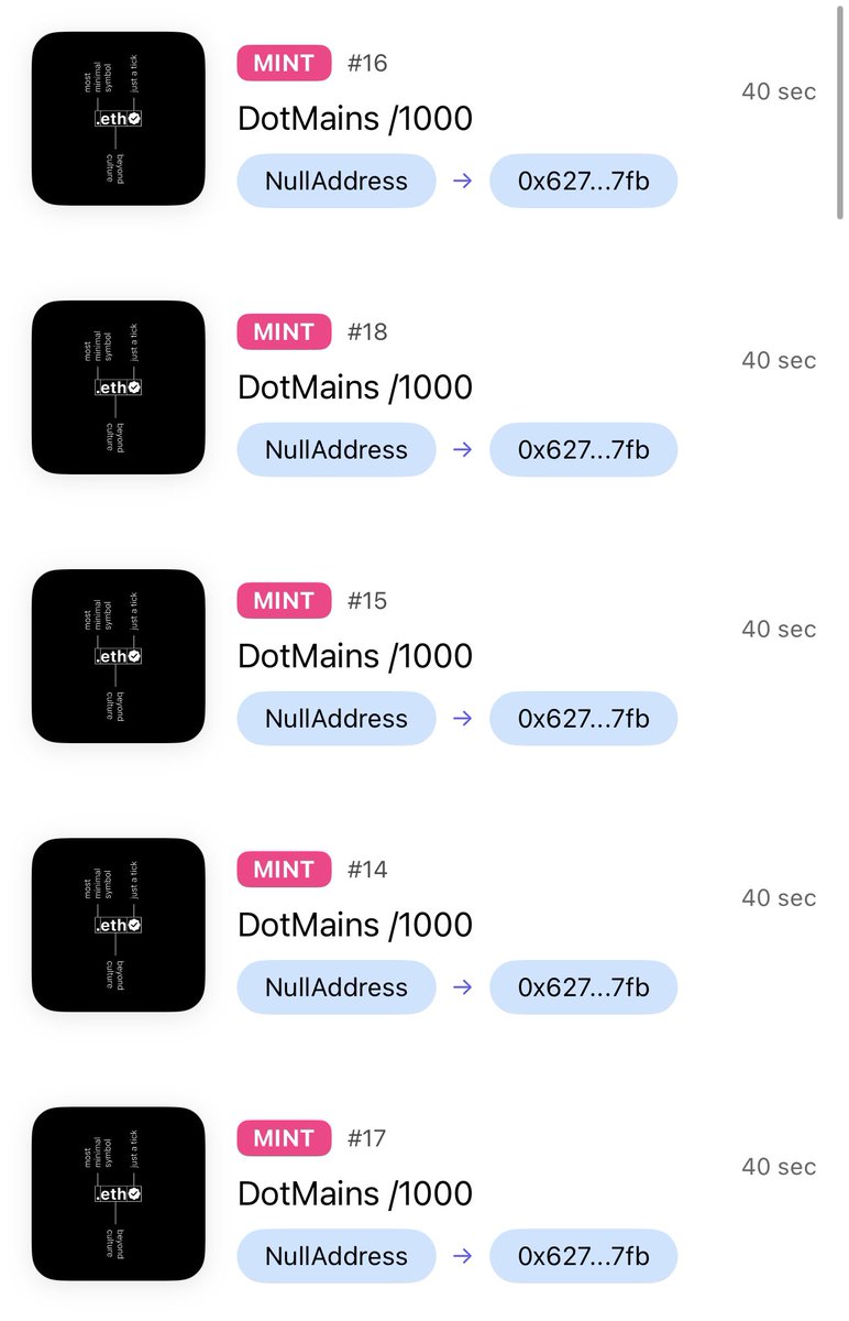 Had to support my boy <a href="/ExplorerDavid/">Dave</a> and Minted 5 NFTs from his @dotmains collection!