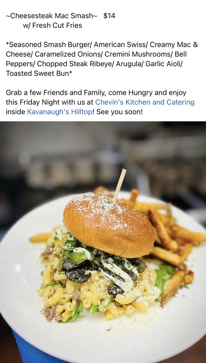 kavanaugh30's tweet photo. One heck of a Fri Night Feature! #chevinskitchenandcatering https://t.co/7NOohCcaxi