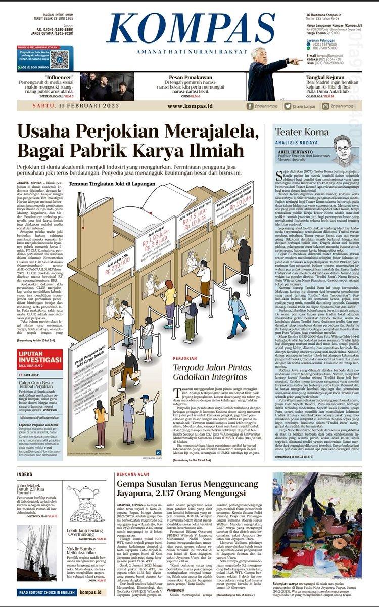 hariankompas's tweet photo. Sahabat Kompas, tim #InvestigasiKompas melanjutkan penelusuran #PerjokianDuniaAkademis. Praktik ini jadi industri yang menggiurkan. Penyedia jasa meraup keuntungan dari bisnis ini. Baca ulasannya di harian Kompas (https://t.co/Z6bhYbEJRg).

https://t.co/KvTXKUVJyN

#AdadiKompas https://t.co/btl9BppbLo