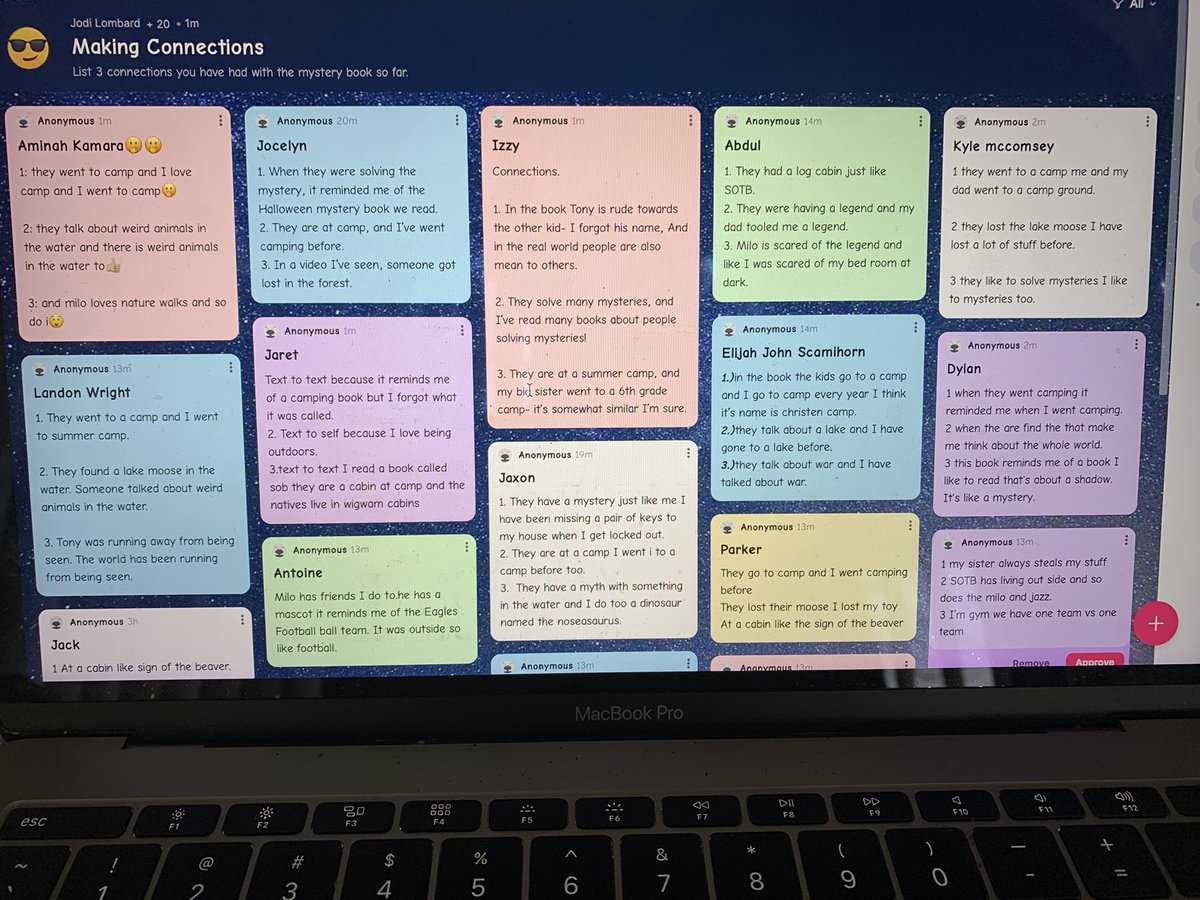 Sharing our connections with our reading on <a href="/padlet/">Padlet</a> today! #teamtwain #fraserfamily
