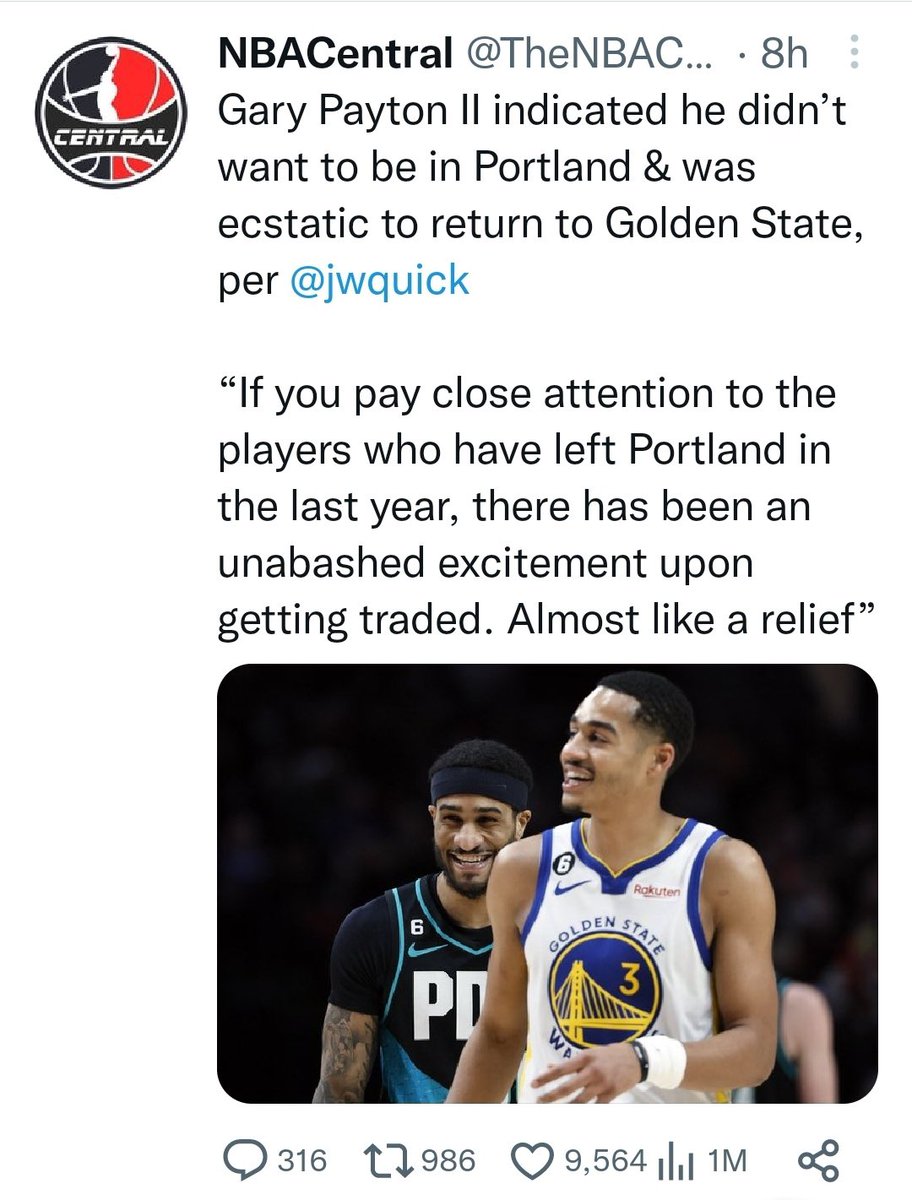 BostonKnick's tweet photo. @ShamsCharania @anthonyVslater Gary Payton II when he comes back to Portland: https://t.co/QK3vfhppWH