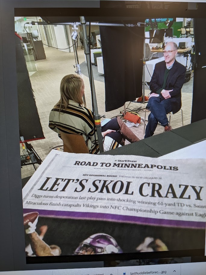 Sports journalism - and this Earth - lost a good one. Longtime @StribSports copy editor+Sunday section guru Pete Steinert died early this morning after a battle with cancer. It was Pete who came up with 'LET'S SKOL CRAZY' after the Minneapolis Miracle. Damn fine golf partner, too