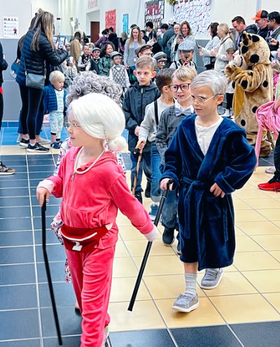 Celebrating the 100th day of school in Lovejoy! The 100th day signifies the completion of more then half the school year and reinforces math skills. Hart and Puster Elementary kindergarteners dressed as 100 year olds to celebrate❗️❤️😀🐆 #TeamLovejoy #LovejoyCulture
